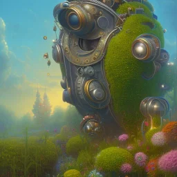 pixar style, volumetric summer garden environment and background, hyper realistic painting of steampunk puffer Nike sneaker, looking excited, volumetric lighting, dramatic lighting, detailed digital painting, anime, ornate, colour-saturated colors, chaotic, small minutiae, tiny features, particulars, centered, smooth, sharp focus, renderman gofur render, 8k, uhd, detailed eyes, realistic shaded volumetric lighting, sunlight caustics, backlight, centered camera view