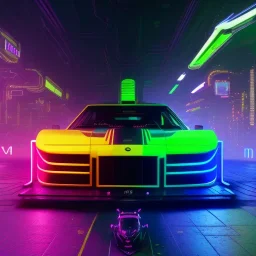 cyberpunk hyper car,cyberpunk 2077,center composition, ultra realistic,shiny, smooth, studio quality, octane render, Surrealism, Triadic colour scheme,glow-stick, ambient lighting,nightclub lighting, polaroid, 100mm, --ar 1:1 --v4