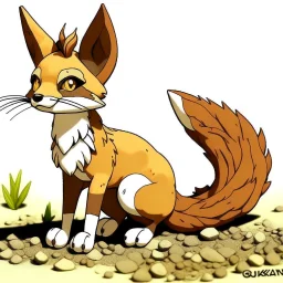 Create a fox with ground/rock-like features