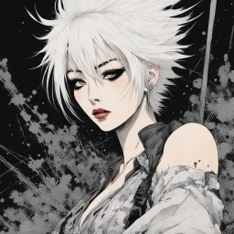 [art by Dorohedoro] The ingenue, once pure and innocent, finds herself seduced by the allure of a darker world. Initially drawn in by promises of excitement and adventure, she begins to compromise her values and morals. Slowly, she descends into a web of deceit, manipulation, and vice, as she becomes entangled in the illicit activities surrounding her. Each step further from her former self, she embraces the tainted life, indulging in forbidden pleasures and abandoning her innocence for the thri