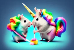 A crazy hamster is stabbing a unicorn.