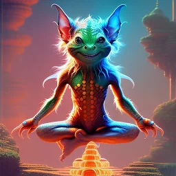 yoga gremlin artist, maze background , levitated lab equipment, 4k, Highly Detailed, Masterpiece, perfect eyes, Digital Illustration, Cinematic Lighting, Realistic, Sharp Focus, Centered, Beautifully Lit, Bioluminescent by Stanley Artgerm Lau