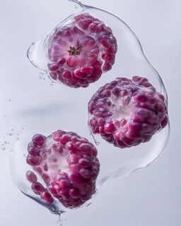 pomegranate seeds are refracted under water