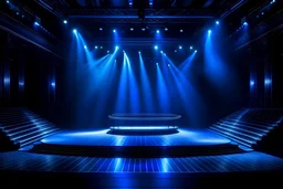 stage with blue spotlight in the middle