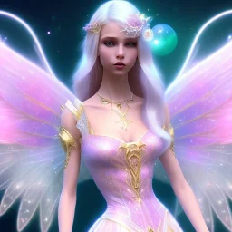 beautiful fairy very etheric, nice smiling, long blond hair, magic glamour pink make up, delicate colors, complete vision of very transparent and big wings, beautiful glamour transparent dress, ultra sharp focus, 8k, unreal engine 5, extremely sharp detail, light effect, soft light atmosphere, smooth, full of details, face in front, complete vision of face and hair and of the body