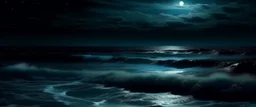 romantic ocean view, dark night