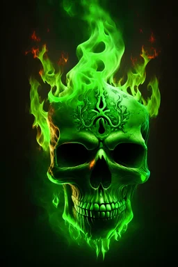 demonic skull in green fire
