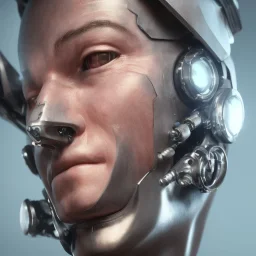 gesicht von einem cyborg, cyberpunk, zukunft, robotic mouth