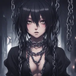 dark anime girl with a chains