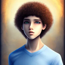 beautiful 12 year old arabic boy with curly hair and light blue eyes