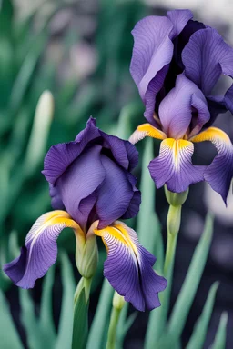 two iris buds, macro shooting