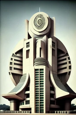 Futuristic Architecture of the building of Reserve bank of India with Indian rupee symbol