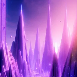 A very beautiful futuristic city, elegant, crystal edifices, atmospheric, realistic, cinematic lighting, pink blue light, 8k, galactic atmosphere, flowers