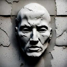 Cement face a background that is a wallpaper