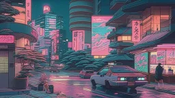 soothing 80s Japanese city ,