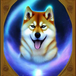 third eye ascension shiba inu doge with heaven glowing aura Q anon