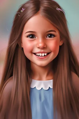 Book description: A girl with a bossy sort of voice, lots of bushy brown hair and rather large front teeth