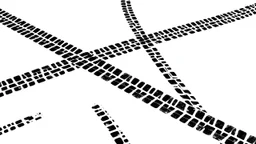crisscrossing tire tracks, black on white vector