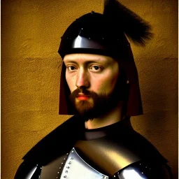 portrait of a medieval knight Caravaggio style