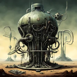 Military lab with Liquid-filled tank with weird Eldritch biomechanical entity encased, sci-fi surreal art, by Brian Despain and Arthur Secunda and H.R. Giger, silkscreened mind-bending illustration; sci-fi poster art, asymmetric, Morse code dot and dash vertical texture, by Caras ionut