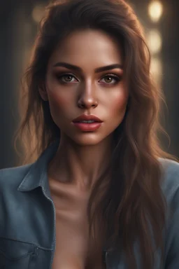 Nosferatits - head and shoulders portrait, Photorealistic, hyperrealism, Dazzling, Complex, dramatic, bold, attractive Midge the Werewolf babe, perfect, Athletic, toned body with tanned skin, perfectly formed body, bright red, extremely detailed, lipstick, eyeshadow, eyeliner, mascara, rouge, photorealistic, 4k UHD Photograph, Hairy,