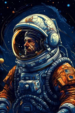 astronauta com um universo dentro da sua propria mente