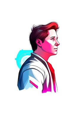 A developer , wearing t-shirt, digital art, character of handsome marty mcfly, profile picture, white background