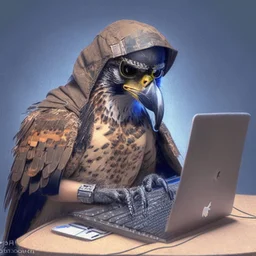 falcon as a hacker using the computer