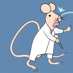 Rat cartoon happy lab coat lightning bolt