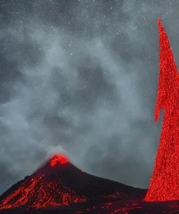 festive holiday “Christmas tree” surrounded by lava in a volcano