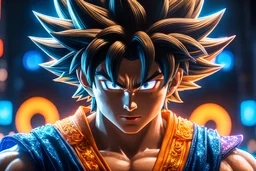 Goku in 8k live action anime artstyle, Young man, dynamic pose, intricate details, neon lights , highly detailed, high details, detailed portrait, masterpiece,ultra detailed, ultra quality