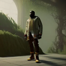 Full body, 3d render, Kanye west, 1800's men style, 1800's hair style, 1800's men clothes style, hyper realistic, octane render, unreal engine 5, 8k, palace background, uhd