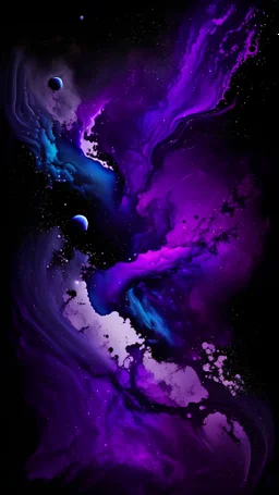 picture of a liquid galaxy with purple, blue, magenta and black intermixed
