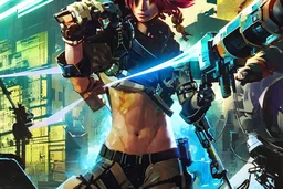 Tori Amos as a cyber punk mercenary girl , huge girl painting by Yoji Shinkawa and Katsushika Hokusai, highly detailed facial features, finely drawn and inked, 4k, symmetric