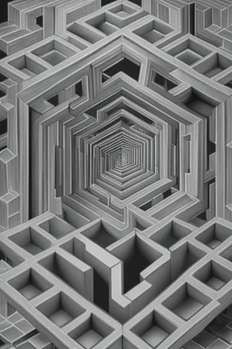 hexagon chrome labyrinth featuring demilich in the style of escher, 8k, trending art