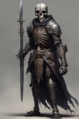 dark age armored skeleton knight with sword , death incarnate