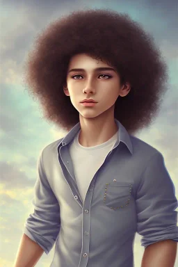 beautiful 12 year old arabic boy with curly hair and light blue eyes