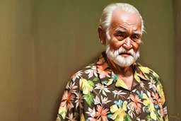 old man wearing in hawaiinan shirt by andrea del sarto