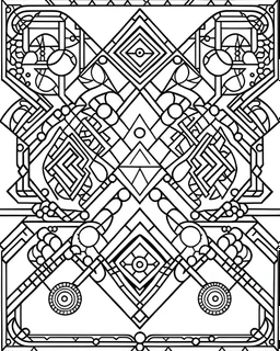 outline art for bold and easy coloring pages with A very simple and super minimal design featuring a beautiful egyptian geometric pattern., white background, sketch style, fully body, only use outline, cartoon style, clean line art, white background, no shadows and clear and well outlined