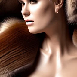 A portrait very beautiful woman, longs hairs, realistic, cinematic lighting, 8k, fur coat
