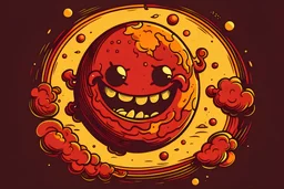 happy sun destroying bad earth in a bloody way