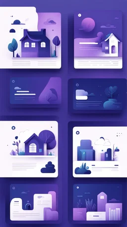 illustrations with a simple art style that show home page use dark blue-purple and RGB 00FF00 and minimal