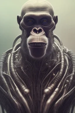 running ape, full body, 8k, site, finely detailed, photo realistic, HR Giger style