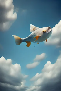A fish flying in the sky