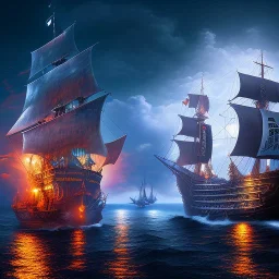 Fantasy city, cove, dock, night, large, pirate