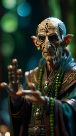 portrait of elf priest signaling you to obey your master, shot on Hasselblad h6d-400c, zeiss prime lens, bokeh like f/0.8, tilt-shift lens 8k, high detail, smooth render, down-light, unreal engine, prize winning