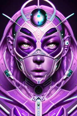 cyborg woman nion purple extremely beautiful art, cosmic, highly creative, rich colors, amazing details