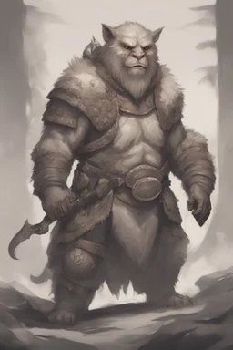 Dnd a bugbear with white fur and leather armor