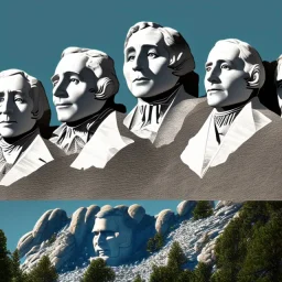 Mount Rushmore with wolf heads.