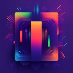 Abstract Colorful Electronic Music Album Cover (featuring colors navy-blue purple red neon-green and orange).